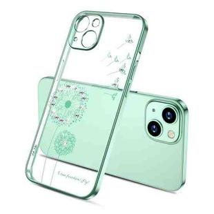 For iPhone 14 Plus Electroplating Diamond Dandelion TPU Phone Case (Green)