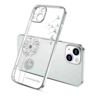 For iPhone 14 Plus Electroplating Diamond Dandelion TPU Phone Case (Silver)
