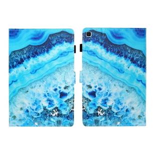 Sewing Thread Left and Right Flat Leather Case with Pen Cover & Card Slot & Buckle Anti-skid Strip and Bracket(Blue Marble)