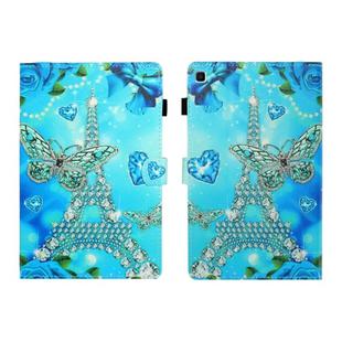 Sewing Thread Left and Right Flat Leather Case with Pen Cover & Card Slot & Buckle Anti-skid Strip and Bracket(Butterfly Tower)