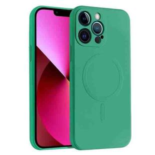 For iPhone 14 Plus Liquid Silicone Full Coverage Magsafe Phone Case (Dark Green)