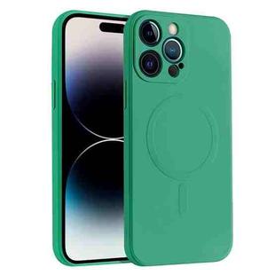 For iPhone 14 Pro Max Liquid Silicone Full Coverage Magsafe Phone Case (Dark Green)