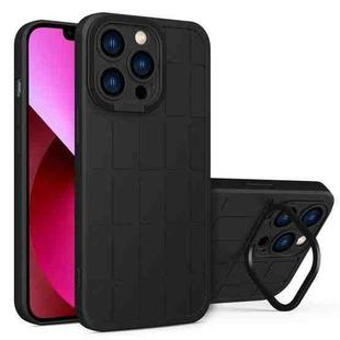 For iPhone 14 Cube Lens Holder TPU + PC Phone Case (Black)