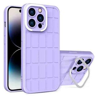 For iPhone 14 Pro Cube Lens Holder TPU + PC Phone Case(Purple)