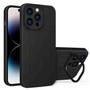 For iPhone 14 Pro Cube Lens Holder TPU + PC Phone Case(Black)