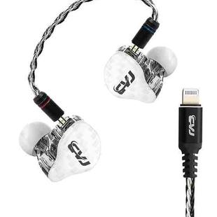 CVJ-CVM Dual Magnetic Ring Iron Hybrid Drive Fashion In-Ear Wired Earphone With Mic Version(White)