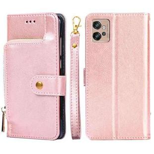 For Motorola Moto G32 4G Zipper Bag Leather Phone Case(Rose Gold)