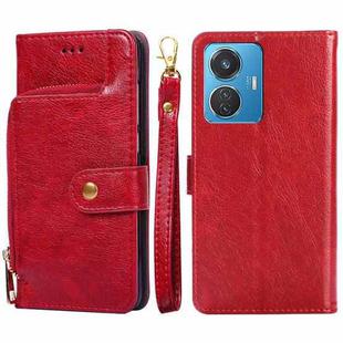 For vivo iQOO Z6 44W/T1 Snapdragon 680 Zipper Bag Leather Phone Case(Red)