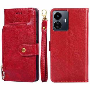 For vivo Y77 5G Global Zipper Bag Leather Phone Case(Red)