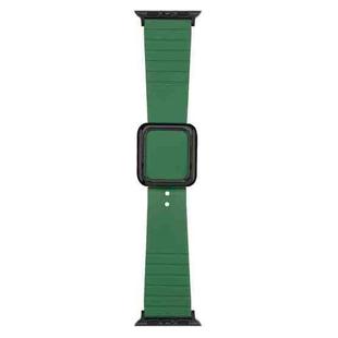 Black Square Buckle Silicone Watch Band For Apple Watch Ultra 49mm / Series 8&7 45mm / SE 2&6&SE&5&4 44mm / 3&2&1 42mm(Alfalfa Grass)