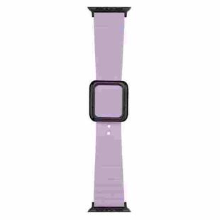 Black Square Buckle Silicone Watch Band For Apple Watch Ultra 49mm / Series 8&7 45mm / SE 2&6&SE&5&4 44mm / 3&2&1 42mm(Light Purple)