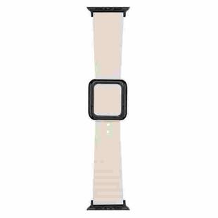 Black Square Buckle Silicone Watch Band For Apple Watch Ultra 49mm / Series 8&7 45mm / SE 2&6&SE&5&4 44mm / 3&2&1 42mm(Starlight)