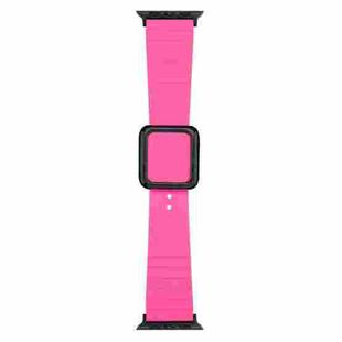 Black Square Buckle Silicone Watch Band For Apple Watch Ultra 49mm / Series 8&7 45mm / SE 2&6&SE&5&4 44mm / 3&2&1 42mm(Pitaya)