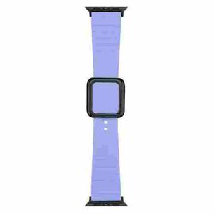 Black Square Buckle Silicone Watch Band For Apple Watch Ultra 49mm / Series 8&7 45mm / SE 2&6&SE&5&4 44mm / 3&2&1 42mm(Lavender)