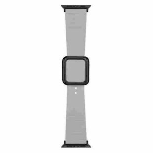 Black Square Buckle Silicone Watch Band For Apple Watch Ultra 49mm / Series 8&7 45mm / SE 2&6&SE&5&4 44mm / 3&2&1 42mm(Cloud Grey)