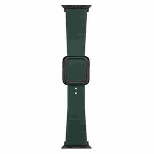 Black Square Buckle Silicone Watch Band For Apple Watch Ultra 49mm / Series 8&7 45mm / SE 2&6&SE&5&4 44mm / 3&2&1 42mm(Olive Green)
