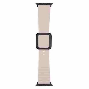 Black Square Buckle Silicone Watch Band For Apple Watch Ultra 49mm / Series 8&7 45mm / SE 2&6&SE&5&4 44mm / 3&2&1 42mm(Light Pink)