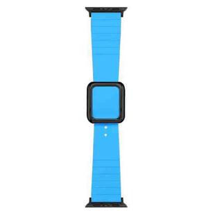 Black Square Buckle Silicone Watch Band For Apple Watch Ultra 49mm / Series 8&7 45mm / SE 2&6&SE&5&4 44mm / 3&2&1 42mm(Blue)