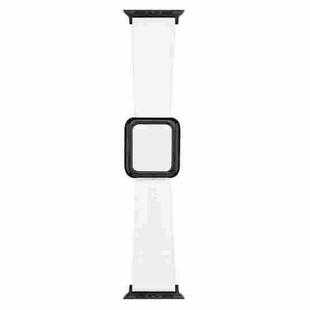 Black Square Buckle Silicone Watch Band For Apple Watch Ultra 49mm / Series 8&7 45mm / SE 2&6&SE&5&4 44mm / 3&2&1 42mm(White)