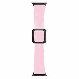 Black Square Buckle Silicone Watch Band For Apple Watch Ultra 49mm / Series 8&7 45mm / SE 2&6&SE&5&4 44mm / 3&2&1 42mm(Pink)