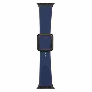 Black Square Buckle Silicone Watch Band For Apple Watch Ultra 49mm / Series 8&7 45mm / SE 2&6&SE&5&4 44mm / 3&2&1 42mm(Midnight Blue)