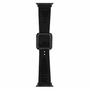 Black Square Buckle Silicone Watch Band For Apple Watch Series 8&7 41mm / SE 2&6&SE&5&4 40mm / 3&2&1 38mm(Black)
