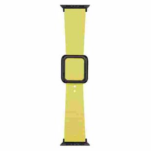 Black Square Buckle Silicone Watch Band For Apple Watch Series 9&8&7 41mm / SE 3&SE 2&6&SE&5&4 40mm / 3&2&1 38mm(Light Lime Yellow)