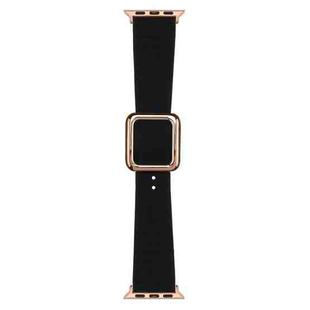Rose Gold Square Buckle Silicone Watch Band For Apple Watch Ultra 49mm / Series 8&7 45mm / SE 2&6&SE&5&4 44mm / 3&2&1 42mm(Black)