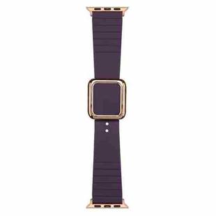 Rose Gold Square Buckle Silicone Watch Band For Apple Watch Ultra 49mm / Series 8&7 45mm / SE 2&6&SE&5&4 44mm / 3&2&1 42mm(Crimson Cherry)