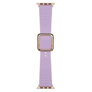 Rose Gold Square Buckle Silicone Watch Band For Apple Watch Ultra 49mm / Series 8&7 45mm / SE 2&6&SE&5&4 44mm / 3&2&1 42mm(Light Purple)