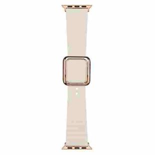 Rose Gold Square Buckle Silicone Watch Band For Apple Watch Ultra 49mm / Series 8&7 45mm / SE 2&6&SE&5&4 44mm / 3&2&1 42mm(Starlight)