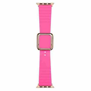 Rose Gold Square Buckle Silicone Watch Band For Apple Watch Ultra 49mm / Series 8&7 45mm / SE 2&6&SE&5&4 44mm / 3&2&1 42mm(Pitaya)