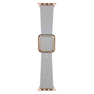 Rose Gold Square Buckle Silicone Watch Band For Apple Watch Ultra 49mm / Series 8&7 45mm / SE 2&6&SE&5&4 44mm / 3&2&1 42mm(Cloud Grey)