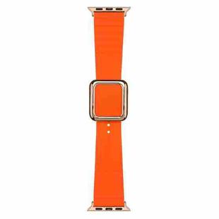 Rose Gold Square Buckle Silicone Watch Band For Apple Watch Ultra 49mm / Series 8&7 45mm / SE 2&6&SE&5&4 44mm / 3&2&1 42mm(Orange)