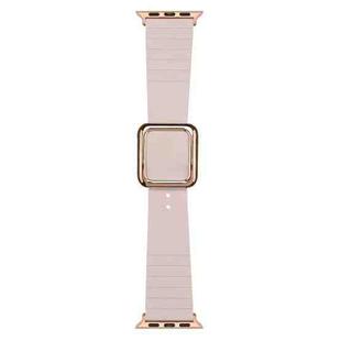 Rose Gold Square Buckle Silicone Watch Band For Apple Watch Ultra 49mm / Series 8&7 45mm / SE 2&6&SE&5&4 44mm / 3&2&1 42mm(Light Pink)