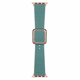 Rose Gold Square Buckle Silicone Watch Band For Apple Watch Ultra 49mm / Series 8&7 45mm / SE 2&6&SE&5&4 44mm / 3&2&1 42mm(Pine Needle Green)