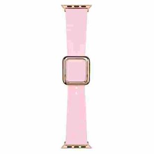 Rose Gold Square Buckle Silicone Watch Band For Apple Watch Ultra 49mm / Series 8&7 45mm / SE 2&6&SE&5&4 44mm / 3&2&1 42mm(Pink)