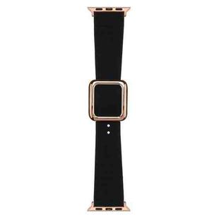 Rose Gold Square Buckle Silicone Watch Band For Apple Watch Series 8&7 41mm / SE 2&6&SE&5&4 40mm / 3&2&1 38mm(Black)