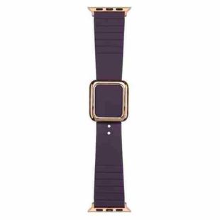 Rose Gold Square Buckle Silicone Watch Band For Apple Watch Series 8&7 41mm / SE 2&6&SE&5&4 40mm / 3&2&1 38mm(Crimson Cherry)