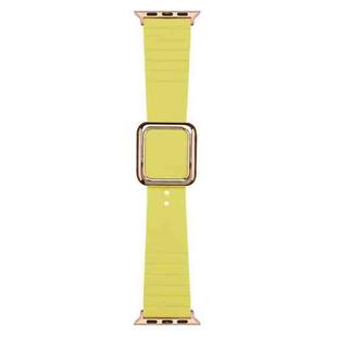 Rose Gold Square Buckle Silicone Watch Band For Apple Watch Series 8&7 41mm / SE 2&6&SE&5&4 40mm / 3&2&1 38mm(Light Lime Yellow)