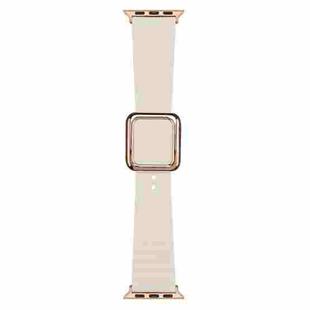 Rose Gold Square Buckle Silicone Watch Band For Apple Watch Series 8&7 41mm / SE 2&6&SE&5&4 40mm / 3&2&1 38mm(Starlight)