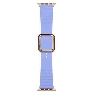Rose Gold Square Buckle Silicone Watch Band For Apple Watch Series 8&7 41mm / SE 2&6&SE&5&4 40mm / 3&2&1 38mm(Lavender)