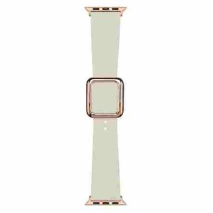 Rose Gold Square Buckle Silicone Watch Band For Apple Watch Series 8&7 41mm / SE 2&6&SE&5&4 40mm / 3&2&1 38mm(Beige)