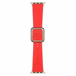 Rose Gold Square Buckle Silicone Watch Band For Apple Watch Series 8&7 41mm / SE 2&6&SE&5&4 40mm / 3&2&1 38mm(Red)