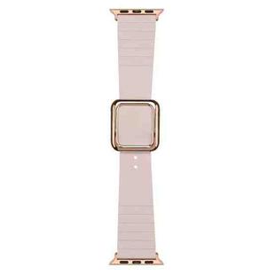 Rose Gold Square Buckle Silicone Watch Band For Apple Watch Series 8&7 41mm / SE 2&6&SE&5&4 40mm / 3&2&1 38mm(Light Pink)