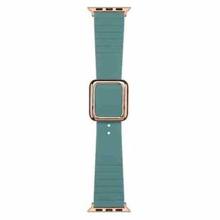 Rose Gold Square Buckle Silicone Watch Band For Apple Watch Series 8&7 41mm / SE 2&6&SE&5&4 40mm / 3&2&1 38mm(Pine Needle Green)