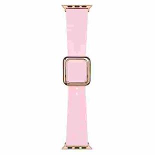 Rose Gold Square Buckle Silicone Watch Band For Apple Watch Series 8&7 41mm / SE 2&6&SE&5&4 40mm / 3&2&1 38mm(Pink)