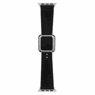 Silver Square Buckle Silicone Watch Band For Apple Watch Ultra 49mm / Series 8&7 45mm / SE 2&6&SE&5&4 44mm / 3&2&1 42mm(Black)