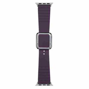 Silver Square Buckle Silicone Watch Band For Apple Watch Ultra 49mm / Series 8&7 45mm / SE 2&6&SE&5&4 44mm / 3&2&1 42mm(Crimson Cherry)