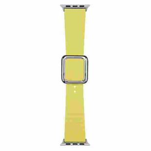 Silver Square Buckle Silicone Watch Band For Apple Watch Ultra 49mm / Series 8&7 45mm / SE 2&6&SE&5&4 44mm / 3&2&1 42mm(Light Lime Yellow)